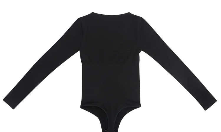 Wholesale Black Seamless Long Sleeve One-piece Bodysuit Corset Shapewear Bodysuit